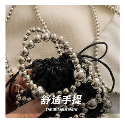 2024 estate piccole borse a tracolla per le donne Fine Fashion Hollow Pearl Beaded Weave Mini borse Trendy Party Prom frizioni borse