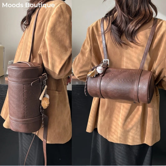 Borse a tracolla multifunzionali a forma di cilindro per donna 2024 Borse invernali di ultime borse firmate Borsa a tracolla di lusso con pendente