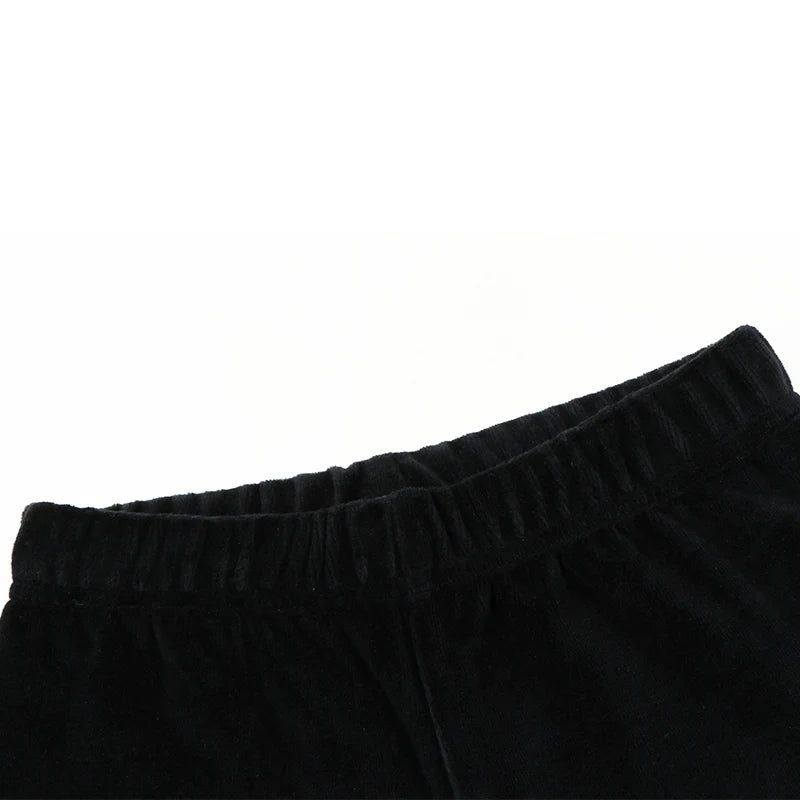 Abbigliamento invernale per neonati e bambini, set invernale da 2 pezzi per bambine, pantaloni per bambini, vestiti per bambine in velluto nero con collo verde.