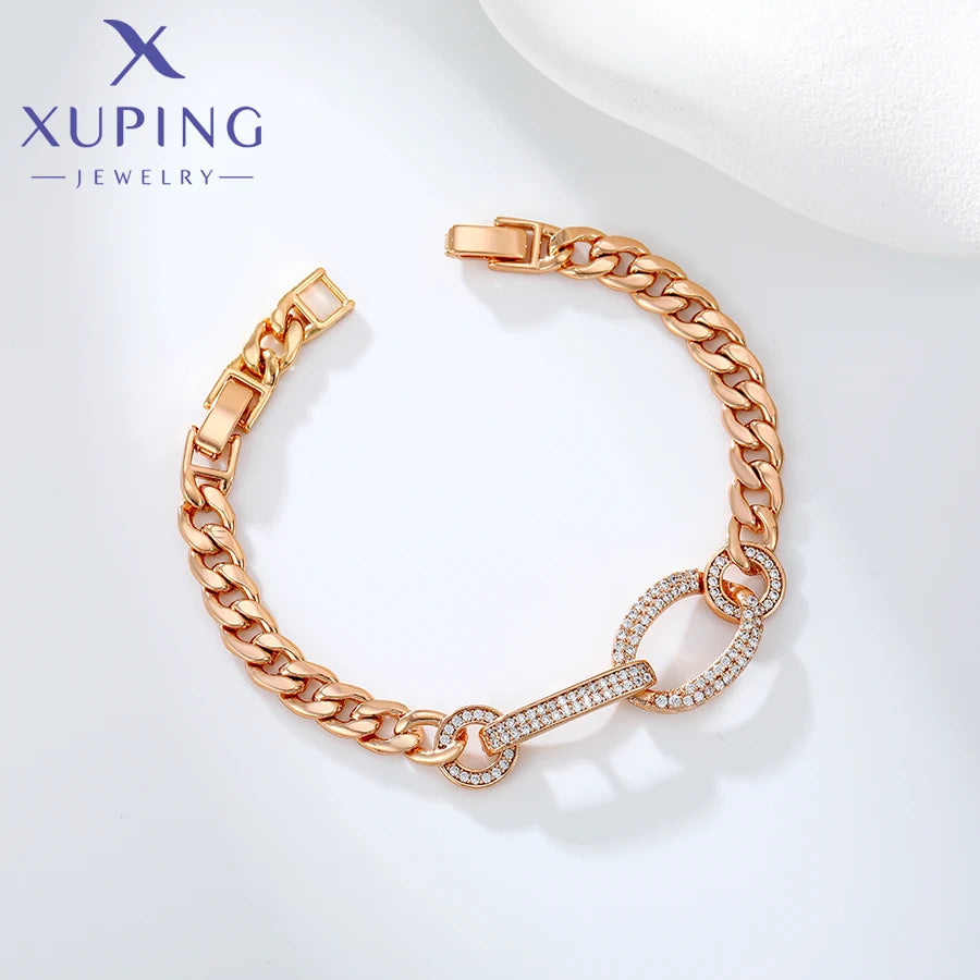 Xuping Gioielli Fascino Vendita calda Trendy Color oro placcato 19 cm Bracciale a catena a mano per le donne Moda regalo squisito X000925432