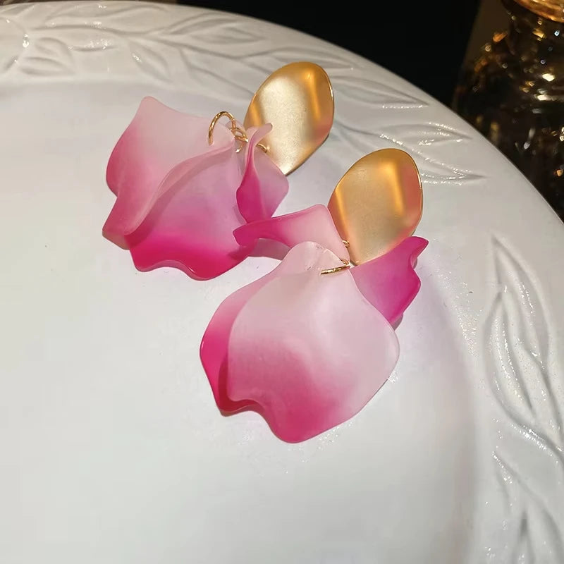 Orecchini Pendenti a Petalo di Rosa Intrecciati a Tinta Unita, Eleganti e Grandi, Stile Vintage, Gioielli Esagerati da Donna