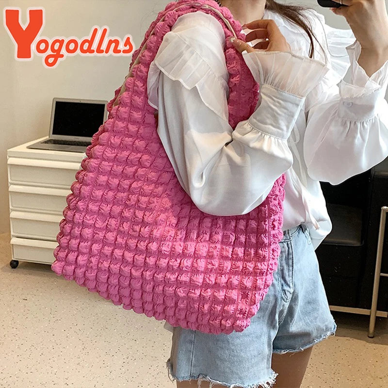 Yogodlns Borsa a nuvola pieghettata estiva Borsa a tracolla femminile di grande capacità color caramello Borse Shopping Borsa per ragazze Tote Bolsas