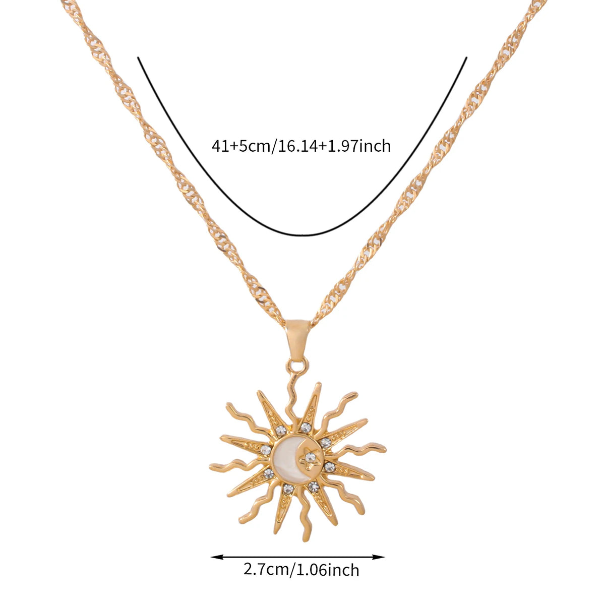1 pezzo di strass brillanti dal design unico, sole, stella, luna, tre in uno, collana con ciondolo, gioielli da festa versatili quotidiani da donna retrò