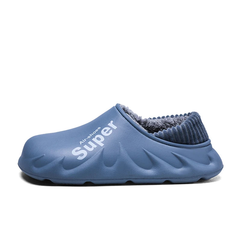 Donna Uomo Inverno Caldo EVA Suola morbida Scivoli impermeabili Pantofole Slip On Scuff Zoccoli Breve peluche Piattaforma Scarpe da casa per interni