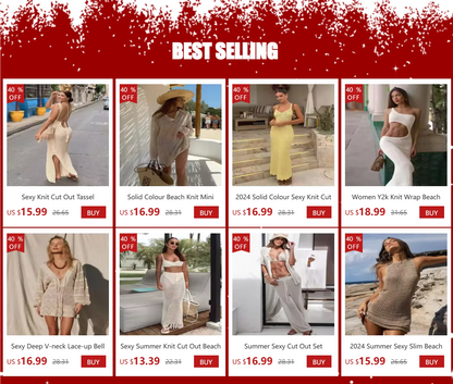 Copricostume Sexy 2026 con Scollo a V e Schiena Aperta, Vestito Lungo da Spiaggia per Donna con Cintura Intrecciata, Tunica Lunga con Spacco, Abito Vintage da Festa A2922
