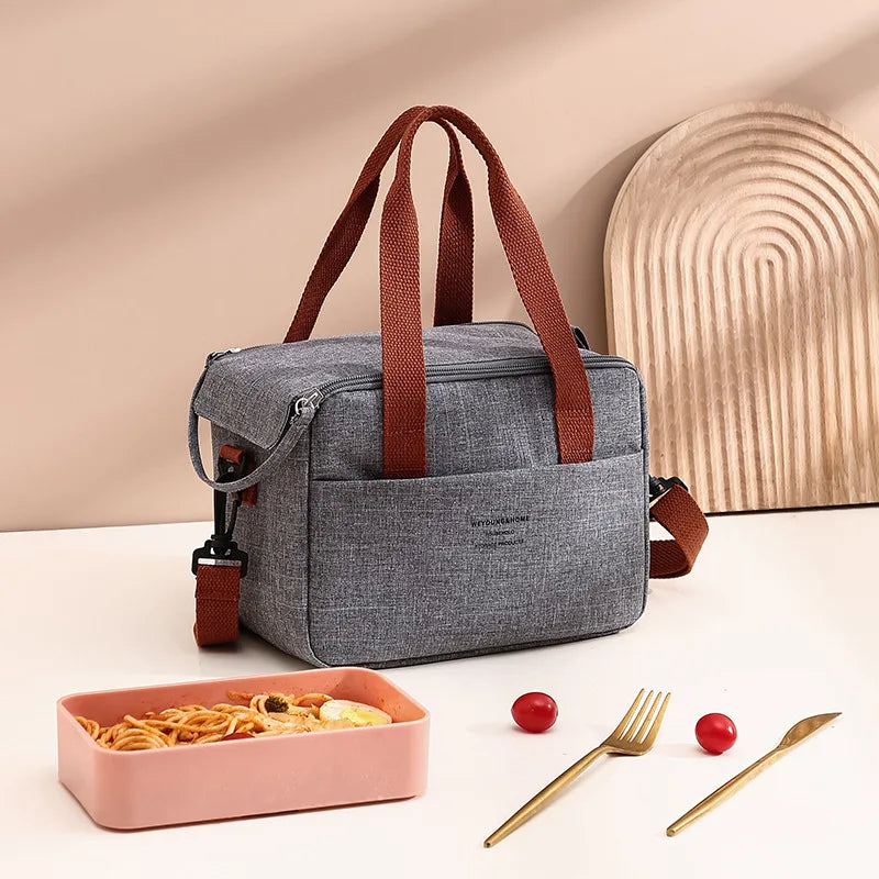 Borsa da pranzo portatile per donna OL Borsa da pranzo termica isolata Tote Cooler Borsa Bento impermeabile Borse a tracolla per alimenti da ufficio