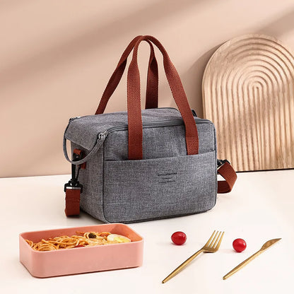 Borsa da pranzo portatile per donna OL Borsa da pranzo termica isolata Tote Cooler Borsa Bento impermeabile Borse a tracolla per alimenti da ufficio
