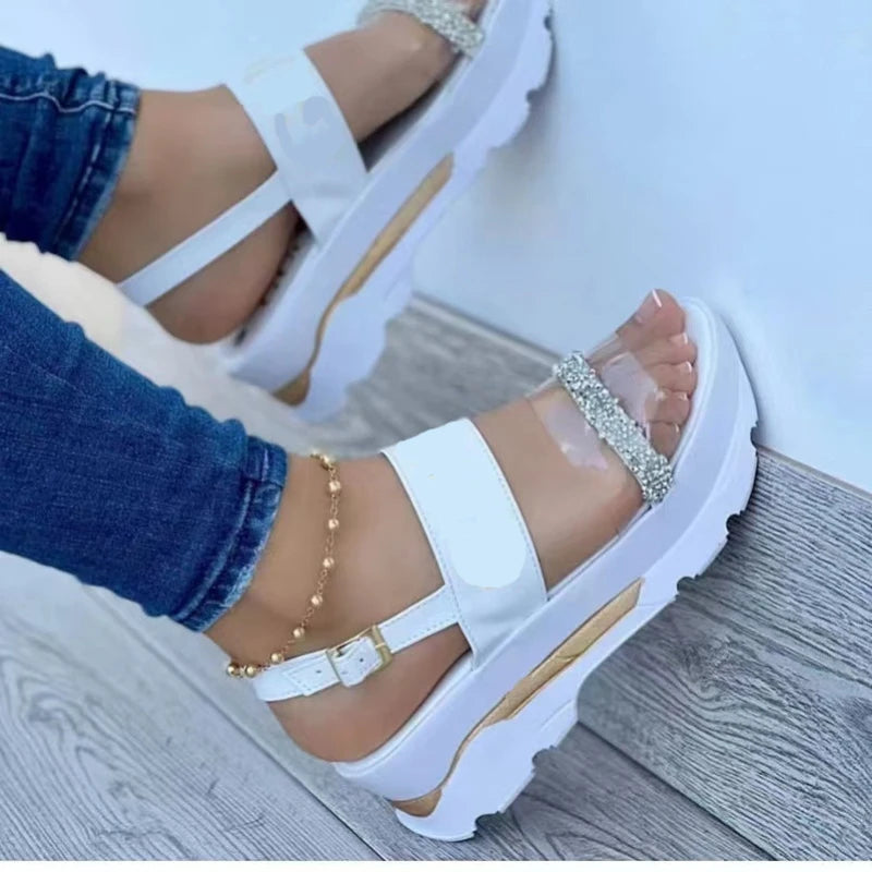 2025 Sandali estivi per le donne Sandali con plateau moda Zeppa Scarpe casual Sandali con tacco leggero Mujer Infradito Zapatos