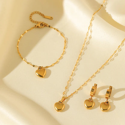 EILIECK Acciaio inossidabile 316L Cuore Amore Collana Bracciali Orecchini Set per le donne Nuovi gioielli impermeabili placcati oro 18 carati alla moda