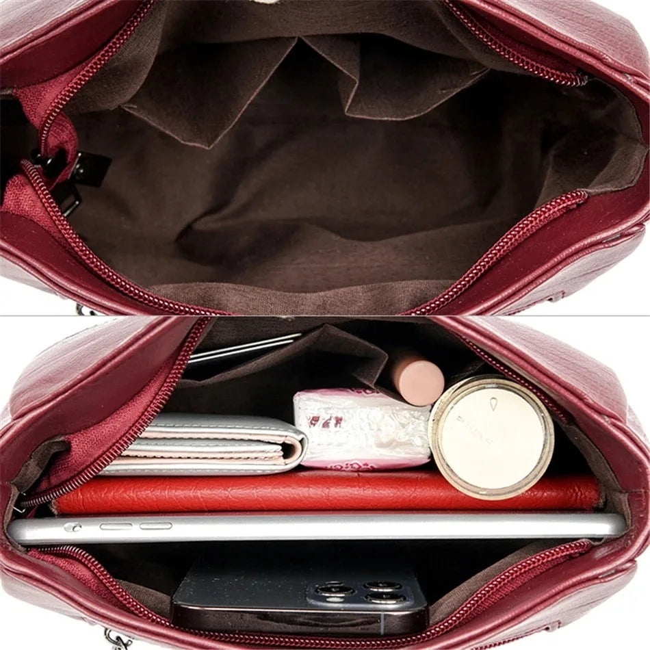 Borse di lusso in morbida pelle Borse da donna Designer 3 strati Borsa a tracolla con tracolla Sac Borsa da donna per lo shopping di grande capacità