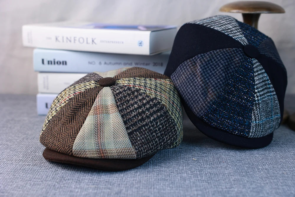 Primavera Autunno Inverno Uomo Classico Splicing Cappelli Ottagonali Retro British Newsboy Cap Gatsby Donna Uomo Berretti Berretto 005