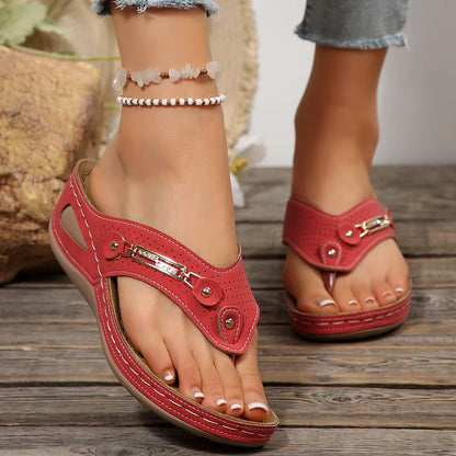 Orthopädische Damensandalen Sommer Orthopädische Flip-Flops mit Fußgewölbestütze Rutschfeste Hausschuhe mit dicker Sohle für den täglichen Gebrauch am Strand
