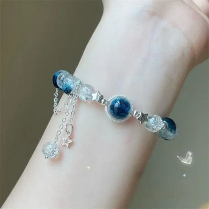Opale Sea Blue Treasure Bracciale in cristallo al chiaro di luna Bracciale elastico di lusso leggero per ragazze Accessori per gioielli di moda da donna