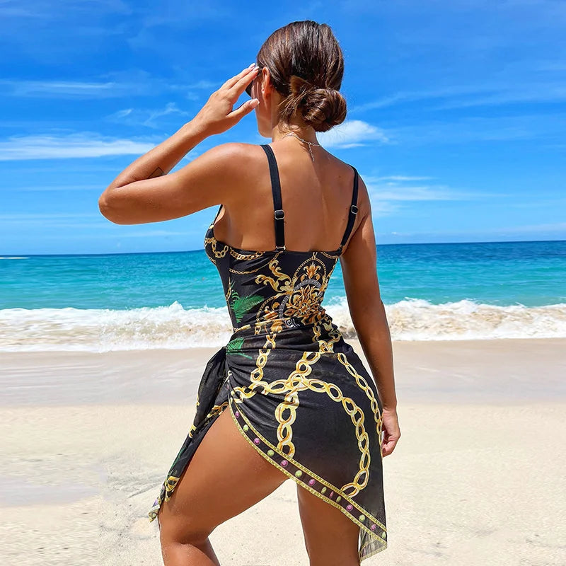 Summer Sexy Print One Piece Swimsuits Closed Female Swimwear Push Up Body Women's Swim Wear Bathing Suits Beach Pool Bather 2026