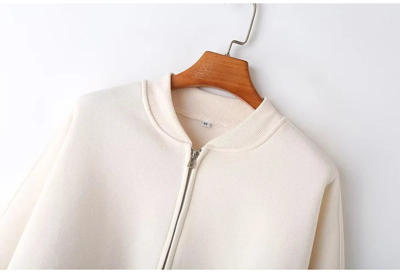 Abito caldo per le donne Pantaloni sportivi Set Inverno 2 pezzi Giacca e pantaloni in pile spesso con cerniera Set Tuta da donna in velluto per le donne