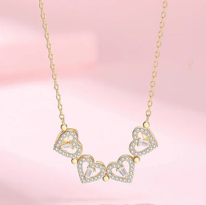 1pc a forma di cuore quadrifoglio ciondolo collana gioielli zircone donne amore catena clavicola regali apribile girocollo gioielli