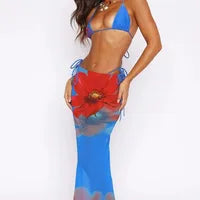 Nuovo costume da bagno bikini sexy pantaloni a rete costume da bagno da donna diviso in tre pezzi