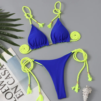 Costume da bagno donna bikini set bikini sexy con coulisse costumi da bagno leopardo due pezzi costume da bagno costume da bagno bikini con lacci biquinis