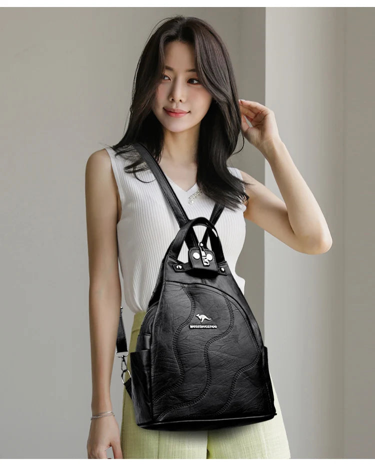 Zaini in pelle da donna Borsa da petto femminile con cerniera Zaino da viaggio Zaino da donna Mochilas Borse da scuola per ragazze adolescenti Sac A Dos