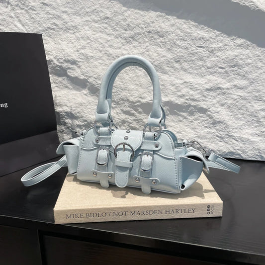 2025 Nuove borse a tracolla e a tracolla quadrate in PU Popolarità solida Borse stile Y2K dal design alla moda e alla moda per le donne alla moda