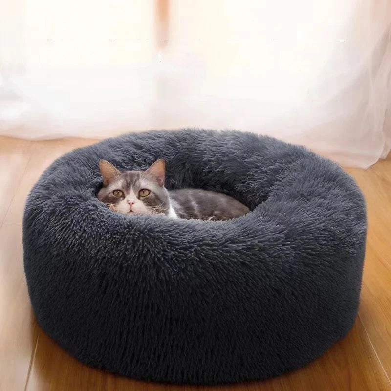 Cat Bed Round Autumn And Winter Soft Plush Pet Bed Dog Sofa Bed Plush Comforter Nest Shell Cat Nest Semi-enclosed Cat Nest