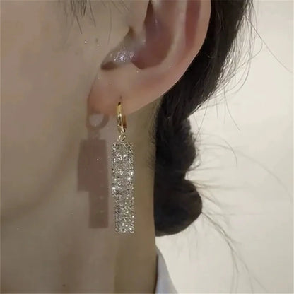 Nuova tendenza della moda Design unico Orecchini rettangolari eleganti e squisiti con zirconi per gioielli da donna Regali premium per feste di nozze