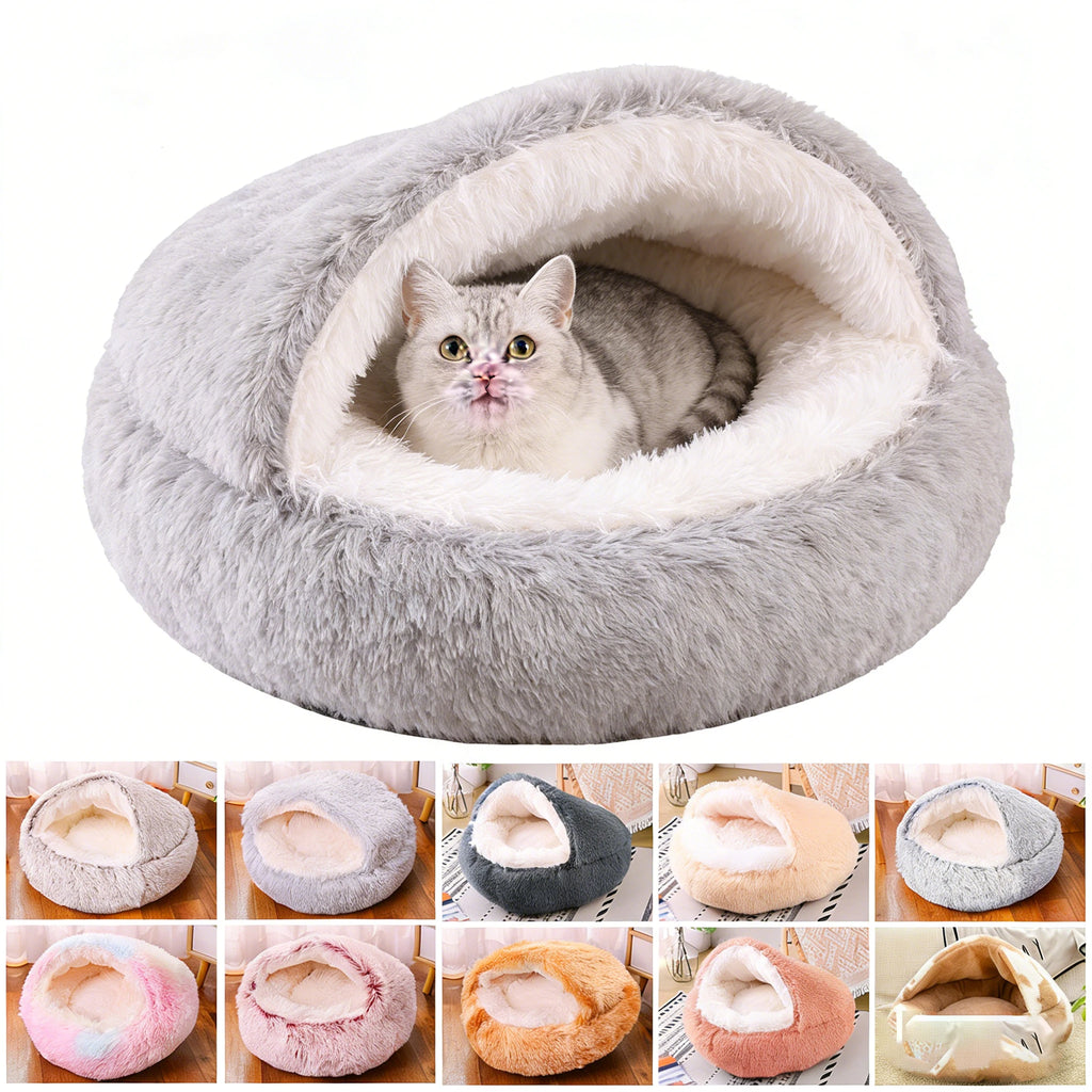 Winter Plush Pet Cat Bed Round Cat Cushion Cat House 2 in 1 Warm Cat Basket Pet Sleep Bag Cat Nest Kennel for Small Dog Suit New