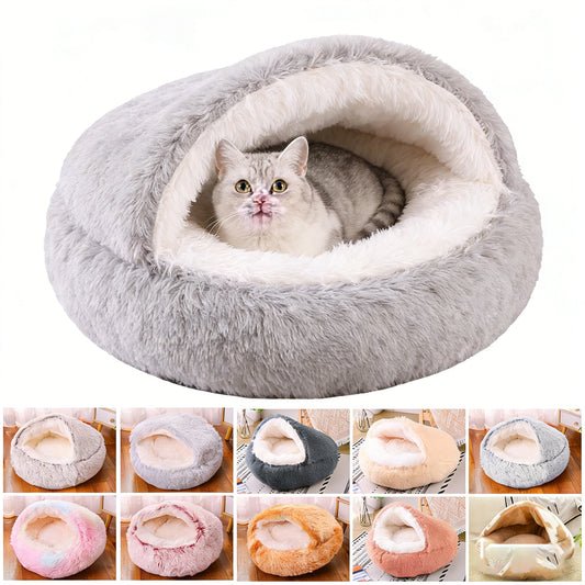 Winter Plush Pet Cat Bed Round Cat Cushion Cat House 2 in 1 Warm Cat Basket Pet Sleep Bag Cat Nest Kennel for Small Dog Suit New
