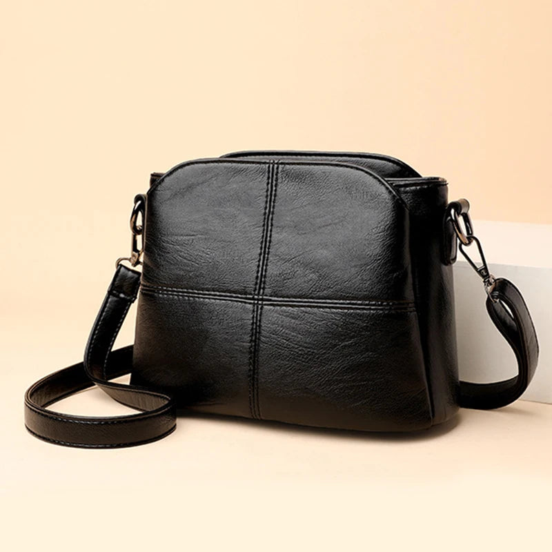 Borsa a tracolla in morbida pelle PU da donna vintage Borsa a tracolla quadrata in tinta unita femminile di mezza età Nuove borse a tracolla grandi da donna