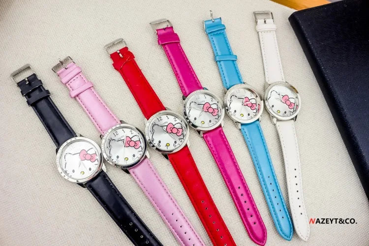 Hello Kitty Sanrio bambini Orologio al quarzo Donna Bambini Casual Impermeabile Kawaii Cartoon Orologi Orologio da polso di moda Regali