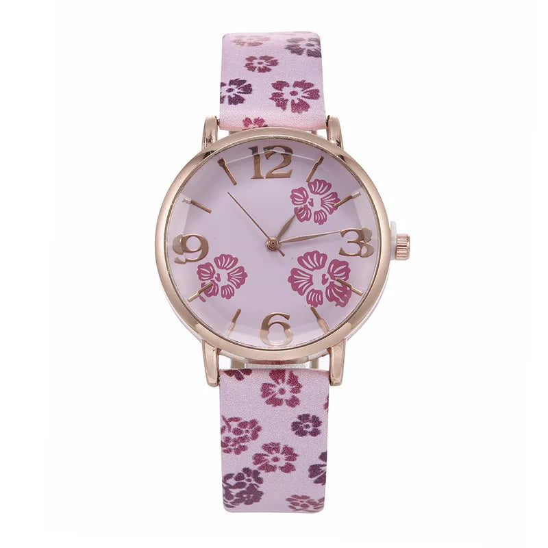 Orologi da donna con fiori colorati Orologi da polso al quarzo con cintura stampata per ragazze Orologi da donna Orologio casual Regalo Relógios Feminino