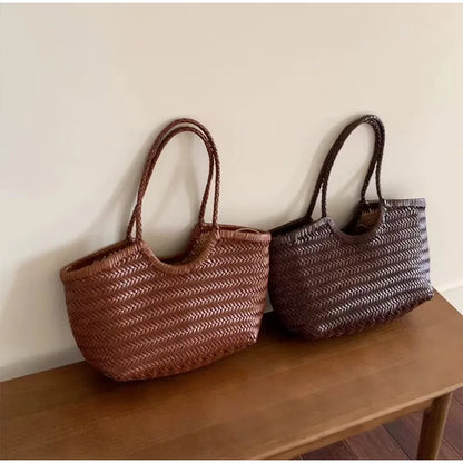 Borsa da donna in paglia intrecciata 2in1 Borsa da ascella in paglia con tracolla regolabile Borsa a tracolla per gnocchi di grande capacità per borsa a secchiello da spiaggia estiva