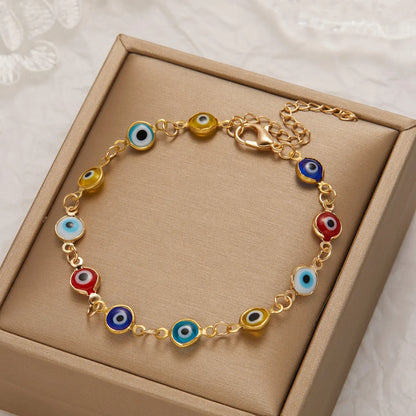 Bracciale Lucky Turkey Evil Eye per donna uomo Braccialetti colorati a catena in metallo regolabile con occhio rosso blu Regali di gioielli per la ricchezza di buona fortuna