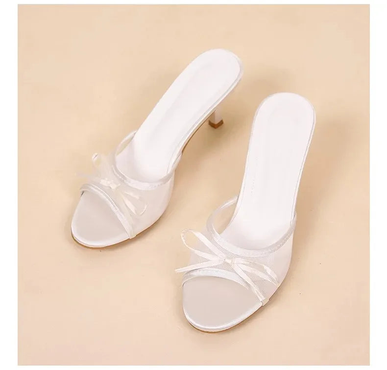 Damen Sommersandalen Elegante Sandalen Damen High Heels Mode Schmetterling Knoten offene Zehen Hausschuhe High Quality Marken Designer Damenschuhe