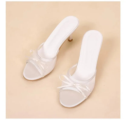 Damen Sommersandalen Elegante Sandalen Damen High Heels Mode Schmetterling Knoten offene Zehen Hausschuhe High Quality Marken Designer Damenschuhe