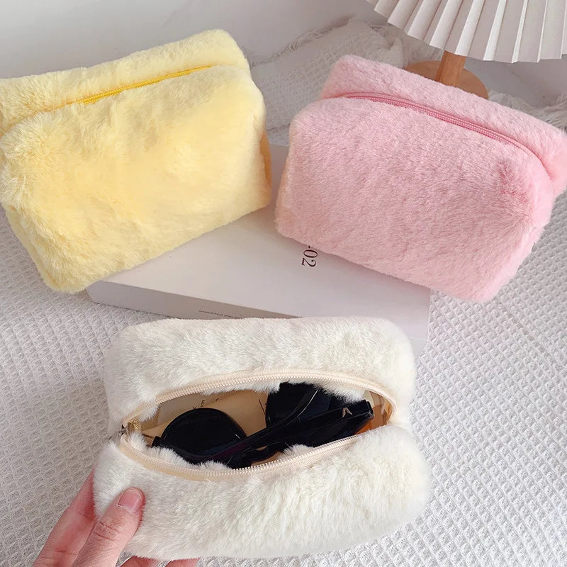 Borse per il trucco in pelliccia di leopardo per le donne Borsa per cosmetici da viaggio morbida Custodia per organizer Custodia per borse da donna per ragazze