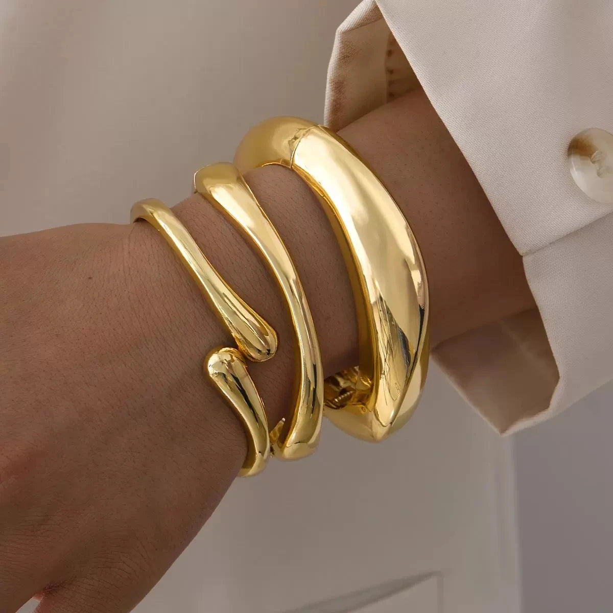 Semplice braccialetto a forma di lacrima per le donne Creativo oro argento colore polsino regolabile braccialetto aperto gioielli di moda per ragazze