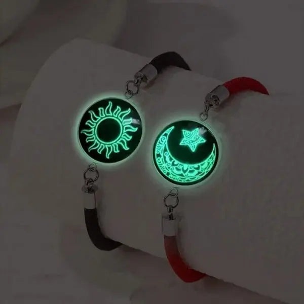 Braccialetti romantici per coppia di sole e luna luminosi per donna Uomo Bracciale coordinato con corda intrecciata fatta a mano Regali di gioielli per San Valentino