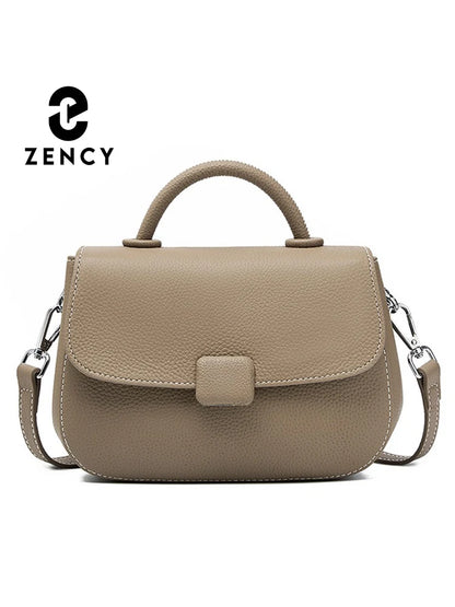 Zency Borsa a tracolla piccola semplice in vera pelle con manico superiore Borsa a tracolla firmata da donna Borsa a tracolla Bolsa 2025 Sac