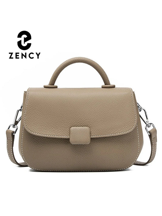 Zency Borsa a tracolla piccola semplice in vera pelle con manico superiore Borsa a tracolla firmata da donna Borsa a tracolla Bolsa 2025 Sac
