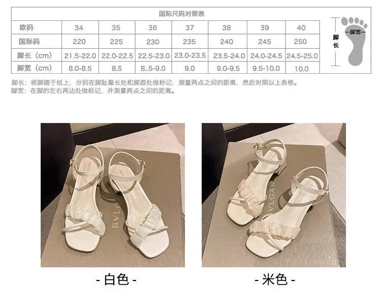 Stiletto Heels 2024 White Wedding Shoes Fashion Pointy Square Button Rhinestone Sandals Temperament Women's Women's Shoes