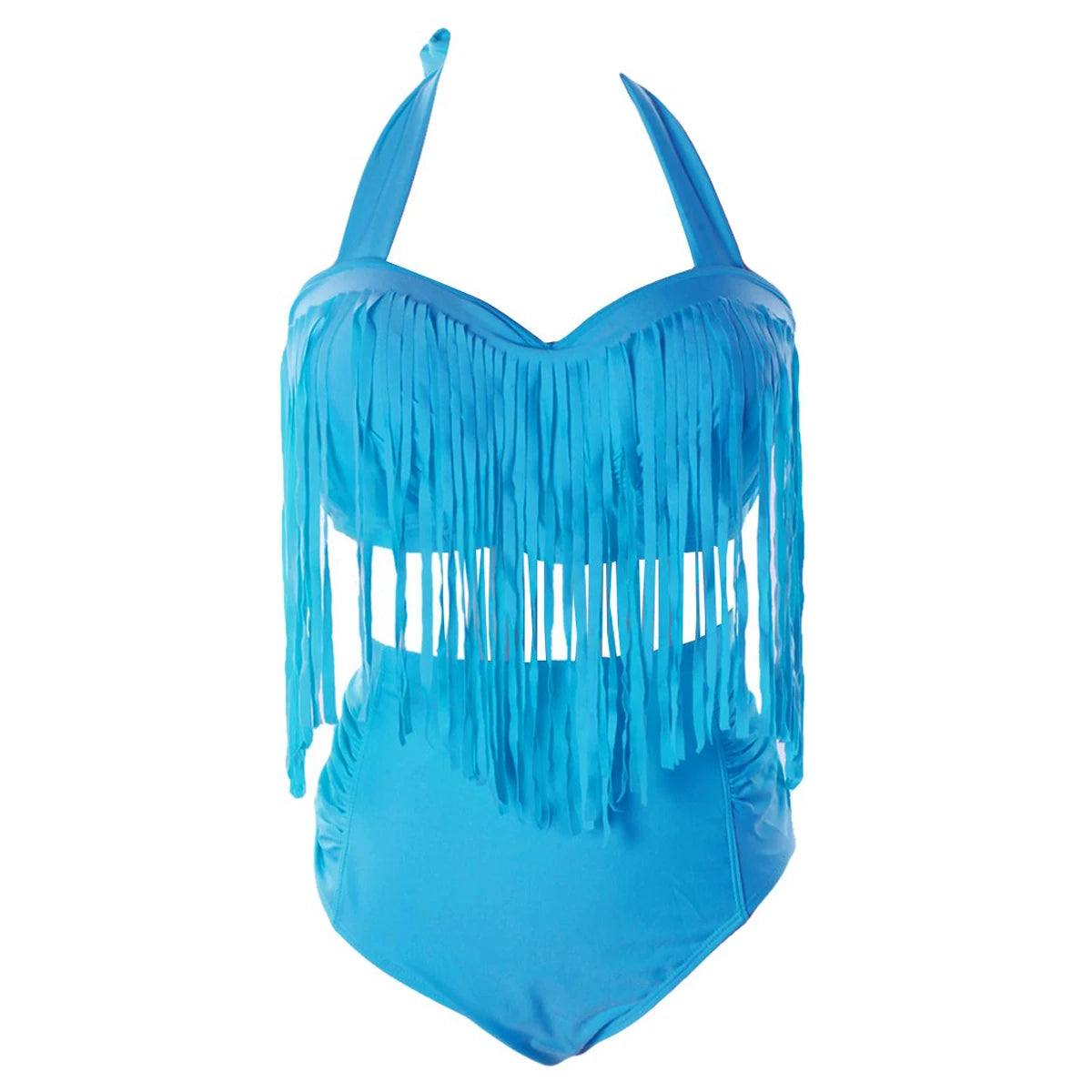 Quasten Bikini Badeanzug 2-teilig Bademode Sommer Strandmode Sexy Damen Einfarbiger Badeanzug Plus Size Badeanzüge