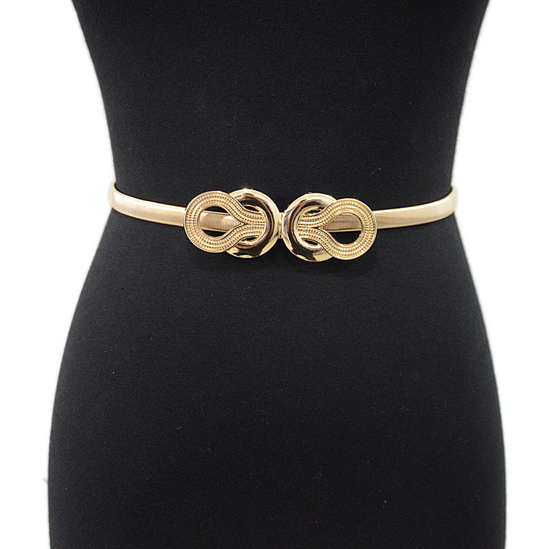 Cinture per donna Abiti in oro argento Cinture elastiche in vita femminile Cinture sottili in metallo per abiti da donna Cinturones Pasek
