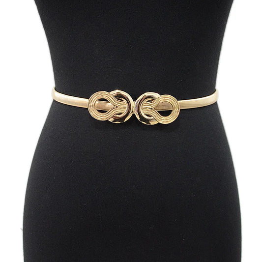 Cinture per donna Abiti in oro argento Cinture elastiche in vita femminile Cinture sottili in metallo per abiti da donna Cinturones Pasek