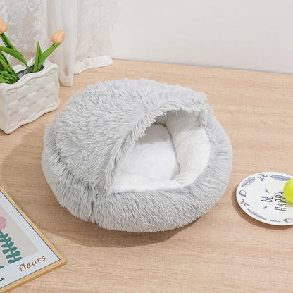Winter Plush Pet Cat Bed Round Cat Cushion Cat House 2 in 1 Warm Cat Basket Pet Sleep Bag Cat Nest Kennel for Small Dog Suit New
