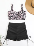 Bikini Donna Costume da bagno 2026 Nuovo Leopard Sling Shorts Bikini Set Costumi da bagno sexy Estate Due pezzi Set Beachwear Costume da bagno femminile