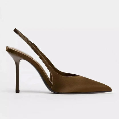 2025 Nuovi sandali con tacco estivi Elegante cinturino posteriore Designer Décolleté da donna Sexy punta a punta Tacchi alti Scarpe eleganti da banchetto di moda