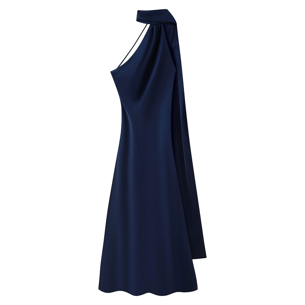 Elegante Abito Lungo da Festa in Raso con Nastro, Vestito Femminile Senza Maniche con Schiena Scoperta, Abiti Chic da Sera Primavera-Estate 2026