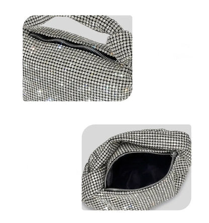 Borse da sera con nodo con strass con manico Borsa con manico superiore in cristallo argento per borse da donna e borsette Borsa di design di lusso