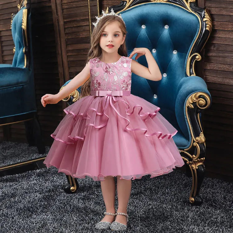 Fashion Prom Flower Girl Dresses Summer Kids Dresses for Girls Lace senza maniche Children Girls Party Dress 2-10 anni